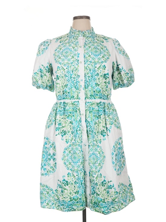 julia jordan Dresses & Skirts - julia jordan White and Green Floral Button-Front Mini Dress
